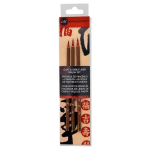 Набор кистей-лайнеров Manuscript Chinese Calligraphy микс коза и соболь 3шт блистер