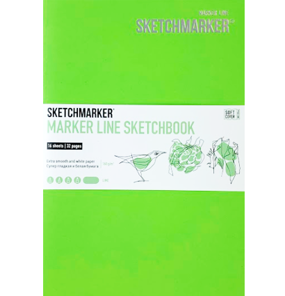 Скетчбук Sketchmarker Marker Line лайм с мягкой обложкой А5 / 16 листов / 160 гм купить в магазине маркеров ArtCraft.Space с доставкой по РФ и СНГ