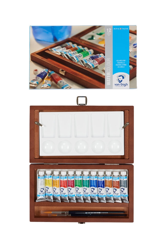 Акварель Van Gogh Royal Talens набор 12 цветов тубы 10 мл в деревянном кейсе купить в художественном магазине ArtCraft.Space с доставкой