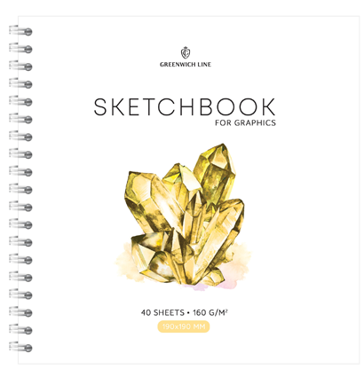 Скетчбук для графики и эскизов 40л., 190*190 Greenwich Line "Crystal. Golden Stone", на гребне, 160г/м2 Скетчбук для графики и эскизов 40л., 190*190 Greenwich Line "Crystal. Golden Stone", на гребне, 160г/м2