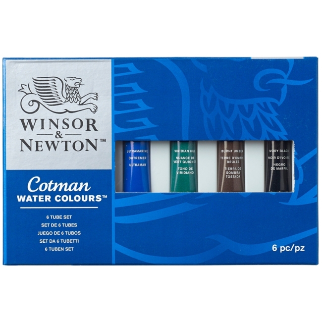 Акварель Winsor&Newton "Cotman" для начинающих, 6цв, 8мл, туба, картон. коробка Акварель Winsor&Newton "Cotman" для начинающих, 6цв, 8мл, туба, картон. коробка