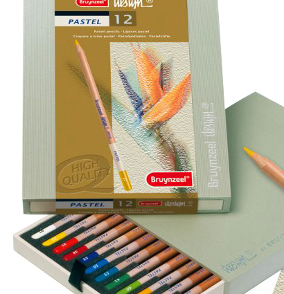 Пастельные карандаши Pastel Design Bruynzeel набор 12 цветов в выдвижном кейсе купить в магазине для художников ArtCraft.Space с доставкой по РФ и СНГ