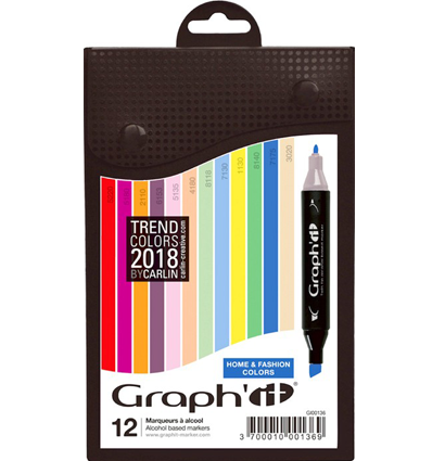 Набор маркеров для скетчей Graph'It Classic Трендовые оттенки 12 штук в пенале (дом и мода) купить в магазине маркеров ArtCraft.Space с доставкой по РФ и СНГ