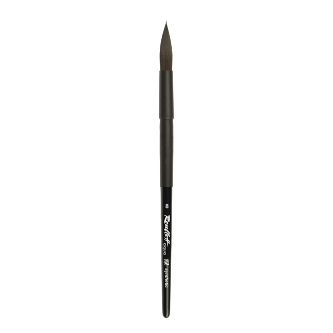 Кисть Roubloff Aqua Black round синтетика белая круглая обойма soft-touch ручка короткая черная №8