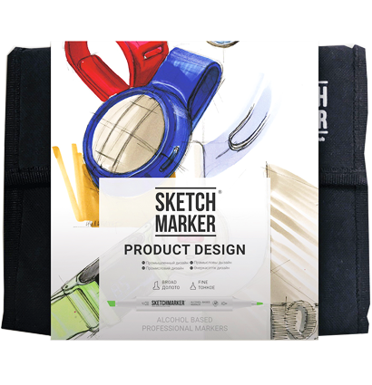 Набор маркеров Скетчмаркер / Sketchmarker "Product Design - Промышленный дизайн" 36 цветов в сумке купить в магазине маркеров для рисования ArtCraft.Space с доставкой по РФ и СНГ