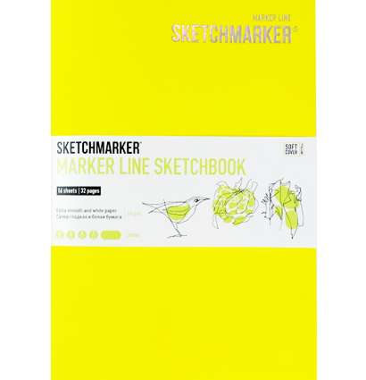 Скетчбук Sketchmarker Marker Line лимонный с мягкой обложкой А5 / 16 листов / 160 гм купить в магазине маркеров ArtCraft.Space с доставкой по РФ и СНГ