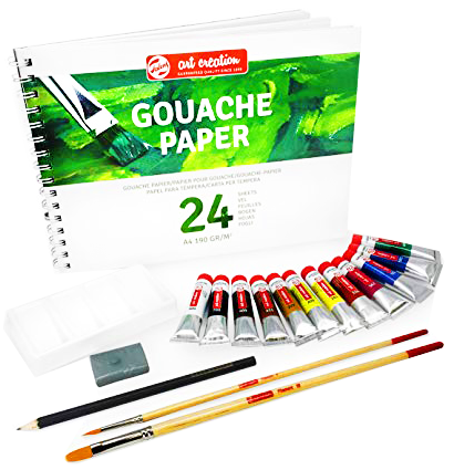 Набор красок гуашь Art Creation Gouache Combi Set Royal Talens для рисования 12 цветов в тубах по 12 мл + альбом А4 + аксессуары купить в художественном магазине ArtCraft.Space с доставкой по РФ и СНГ