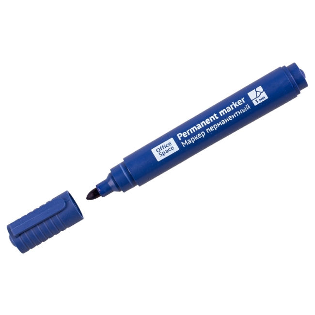 Маркер перманентный OfficeSpace "8004А" синий, пулевидный, 3мм Маркер перманентный OfficeSpace "8004А" синий, пулевидный, 3мм