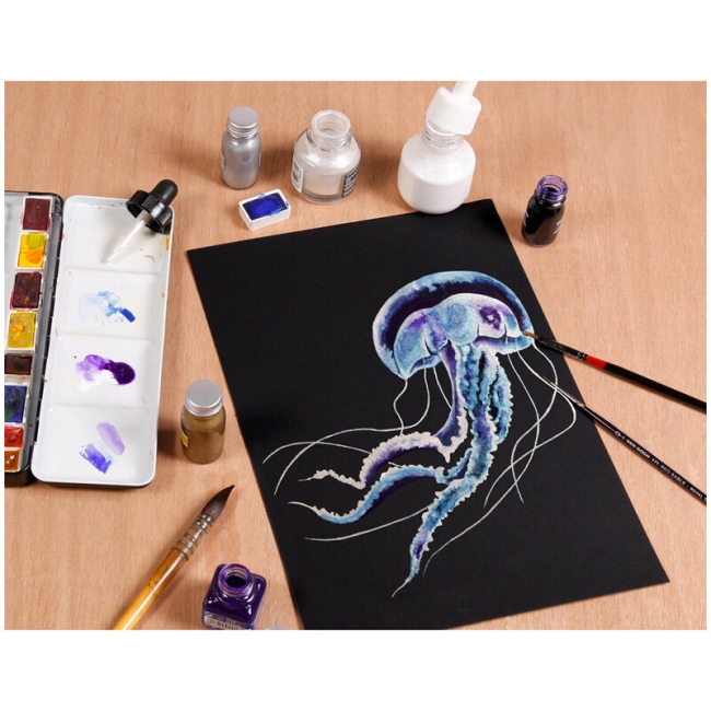 Бумага для акварели черная Etival ClaireFontaine торшон склейка 50х65 см / 5 листов / 300 гм купить в художественном магазине ArtCraft.Space Бумага для акварели черная Etival ClaireFontaine торшон склейка 50х65 см / 5 листов / 300 гм купить в художественном магазине ArtCraft.Space