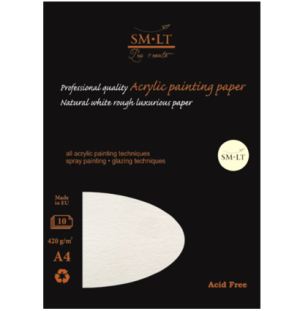 Альбом SMLT Art Acrylic painting paper в папке A4 10л 420 г/м2 белый, склейка по 3-м ст.,