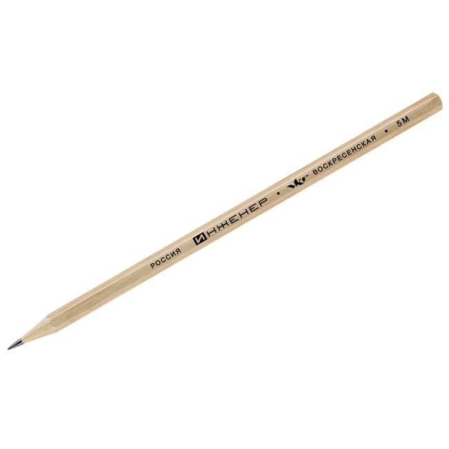 Карандаш ч/г Воскресенская карандашная фабрика "Инженер" 5М (5B), заточен. Карандаш ч/г Воскресенская карандашная фабрика "Инженер" 5М (5B), заточен.