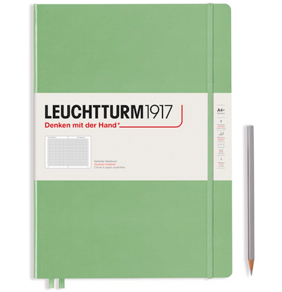 Блокнот Leuchtturm1917 Master Slim A4+ (22.5x31.5см.), 100г/м2 - 123 стр. в клетку, твердая обложка, цвет: Шалфей