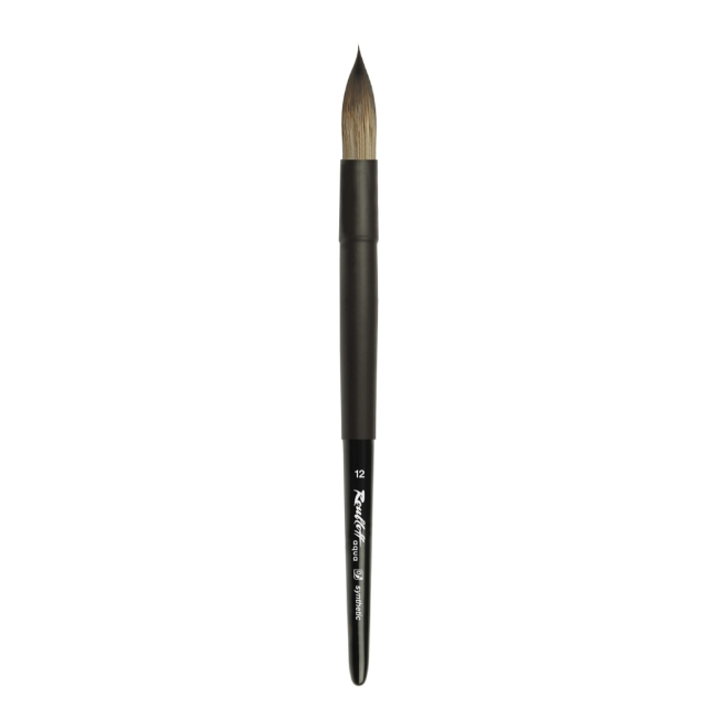 Кисть Roubloff Aqua Black round синтетика белая круглая обойма soft-touch ручка короткая черная №12