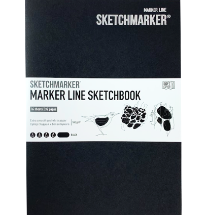 Скетчбук Sketchmarker Marker Line черный с мягкой обложкой А5 / 16 листов / 160 гм купить в магазине маркеров ArtCraft.Space с доставкой по РФ и СНГ