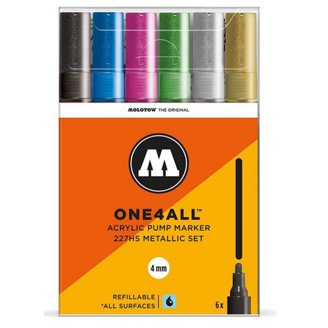 Molotow Набор маркеров ONE4ALL 227HS Metallik-Set 6 шт 200198 4 мм