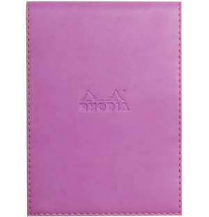 Блокнот Rhodiarama, 115х158 мм, лиловый, кожаная обложка, клетка, 80л, белый, микроперф., 80г/м2, ск,