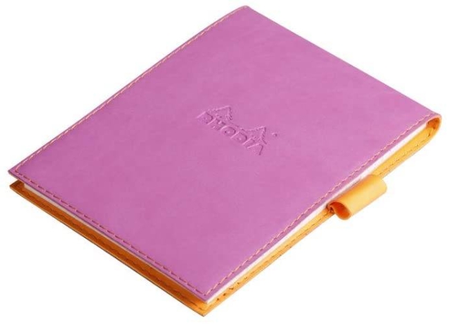 Блокнот Rhodiarama, 115х158 мм, лиловый, кожаная обложка, клетка, 80л, белый, микроперф., 80г/м2, ск,