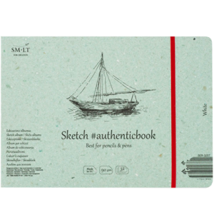 Скетчбук SMLT Art Authenticbook White 90г/м2 24,5x17,6cм 32л белый сшивка на резинке,