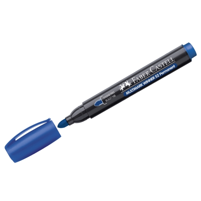 Маркер перманентный Faber-Castell "Multimark Winner 52" синий, пулевидный, 2,8мм