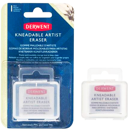 Мягкий ластик  - клячка для работы с интенсивностью карандаша Derwent Kneadable Eraser в картонном дисплее купить в художественном магазине ArtCraft.Space