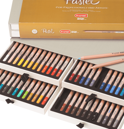 Пастельные карандаши Pastel Design Bruynzeel набор 48 цветов в выдвижном кейсе купить в магазине для художников ArtCraft.Space с доставкой по РФ и СНГ