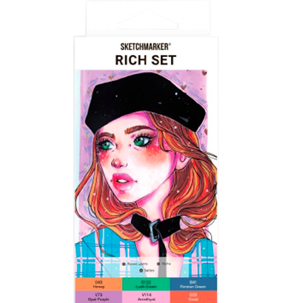 Набор маркеров для скетчей Скетчмаркер / Sketchmarker 6 цветов Rich Set купить в магазине ArtCraft.Space с доставкой по всему миру