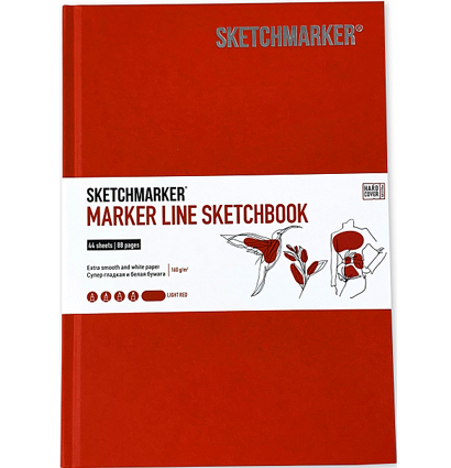 Скетчбук Sketchmarker Marker Line для маркеров красный с твёрдой обложкой А5 / 44 листа / 160 гм купить в магазине ArtCraft.Space с доставкой по РФ и СНГ