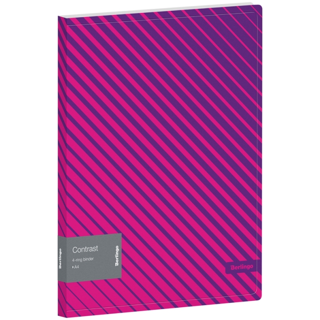 Папка на 4 кольцах Berlingo "Contrast", 24мм, 600мкм, D-кольца, с внутр. карманом Папка на 4 кольцах Berlingo "Contrast", 24мм, 600мкм, D-кольца, с внутр. карманом