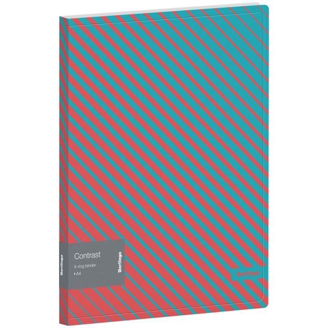 Папка на 4 кольцах Berlingo "Contrast", 24мм, 600мкм, D-кольца, с внутр. карманом Папка на 4 кольцах Berlingo "Contrast", 24мм, 600мкм, D-кольца, с внутр. карманом