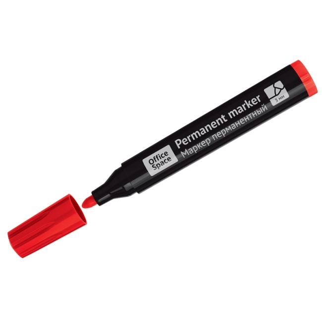 Маркер перманентный OfficeSpace "Contact" красный, пулевидный, без клипа, 3мм Маркер перманентный OfficeSpace "Contact" красный, пулевидный, без клипа, 3мм