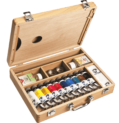 Масляные краски Van Gogh Oil Colour Box набор 10 цветов, кисти, связующие и палитра в кейсе купить в художественном магазине ArtCraft.Space с доставкой по РФ и СНГ