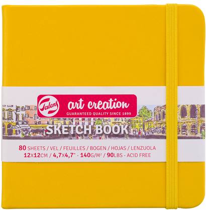 Скетчбук жёлтый квадратный Art Creation Sketchbook Royal Talens с резинкой 12х12 см / 80 листов / 140 гм купить в художественном магазине ArtCraft.Space с доставкой по РФ и СНГ