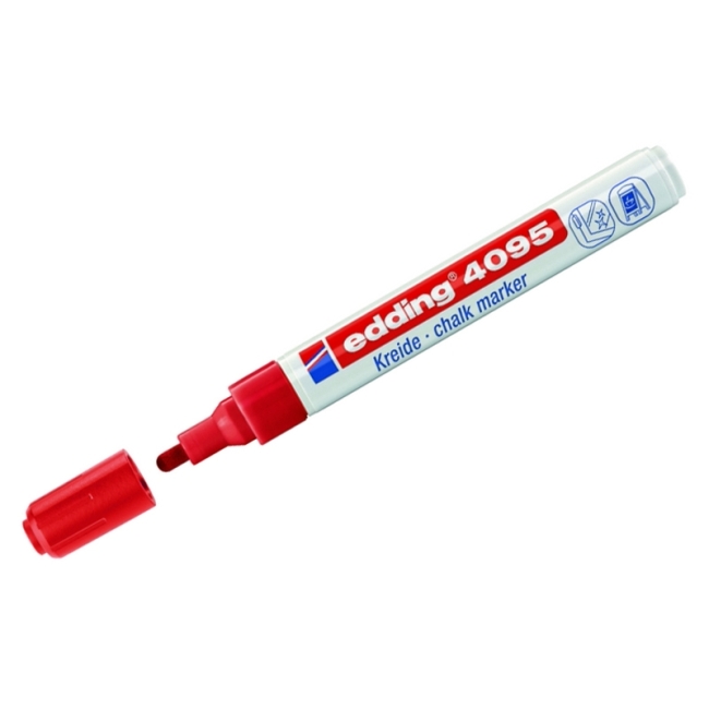 Маркер меловой Edding "E-4095 chalk marker" красный, 2,0-3,0мм, водная основа
