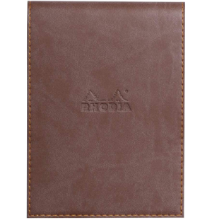 Блокнот Rhodiarama, 115х158 мм, шоколадный, кожаная обложка, клетка, 80л, белый, микроперф., 80г/м2,,