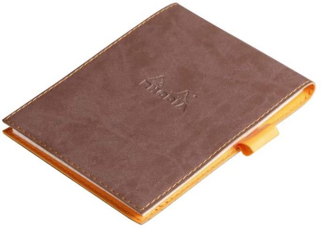 Блокнот Rhodiarama, 115х158 мм, шоколадный, кожаная обложка, клетка, 80л, белый, микроперф., 80г/м2,,