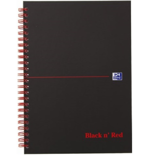 Блокнот OXFORD Black ’n’ Red A4 70л клетка двойная спираль твердая обложка ,