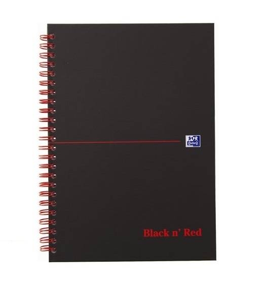 Блокнот OXFORD Black ’n’ Red A4 70л клетка двойная спираль твердая обложка ,
