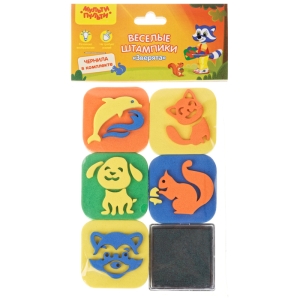 Набор штампиков для творчества Мульти-Пульти "Зверята", EVA, 5шт., с чернилами