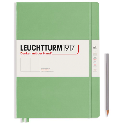 Блокнот Leuchtturm1917 Master Slim A4+ (22.5x31.5см.), 100г/м2 - 123 стр. нелинованная, твердая обложка, цвет: Шалфей