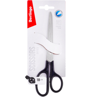 Ножницы Berlingo "Office" 18см, эргономичные ручки, европодвес