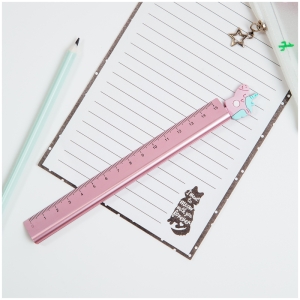 Линейка 15см MESHU "Единорог", стальная, европодвес