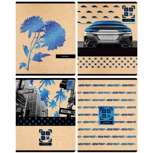 Тетрадь 96л., А5, клетка BG "New post", тиснение голографической фольгой, крафт