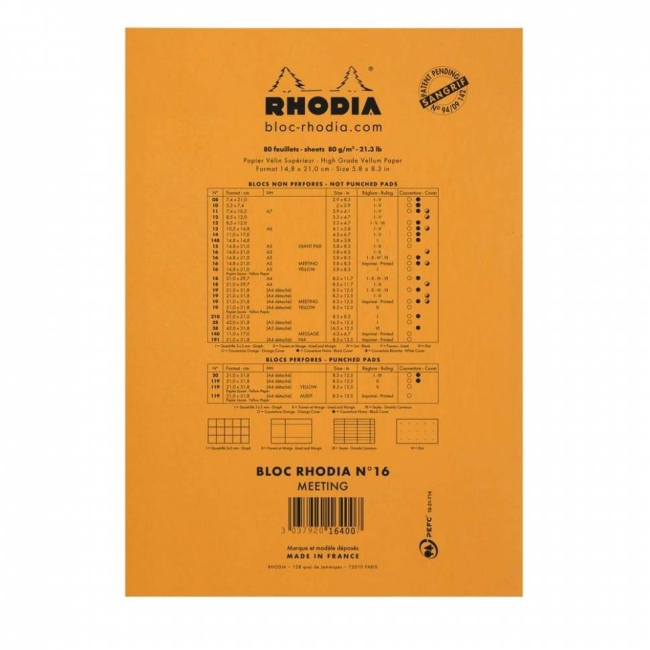 Ежедневник оранжевый Rhodia Basics линейка мягкая обложка А5 / 80 листов / 80 гм купить в художественном магазине ArtCraft.Space с доставкой по всему миру