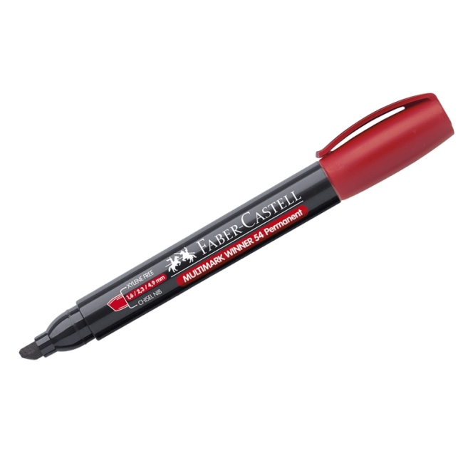 Маркер перманентный Faber-Castell "Multimark Winner 54" красный, скошенный, 5,0мм