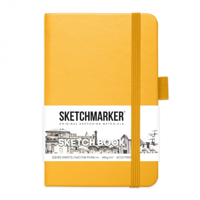 Блокнот для зарисовок Sketchmarker 140г/кв.м 9*14см 80л твердая обложка Оранжевый Блокнот для зарисовок Sketchmarker 140г/кв.м 9*14см 80л твердая обложка Оранжевый