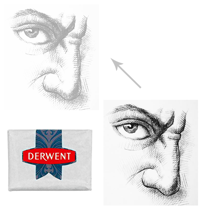 Мягкий ластик  - клячка для работы с интенсивностью карандаша Derwent Kneadable Eraser купить в магазине товаров для рисования ArtCraft.Space с доставкой по РФ и СНГ