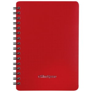Записная книжка А6 60л., на гребне OfficeSpace "Base", красная пластиковая обложка