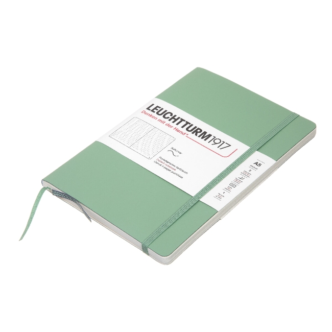 Блокнот Leuchtturm1917 Classic A5 (14.5x21см.) 80г/м2 - 123 стр. в точку, мягкая обложка, цвет: Шалфей