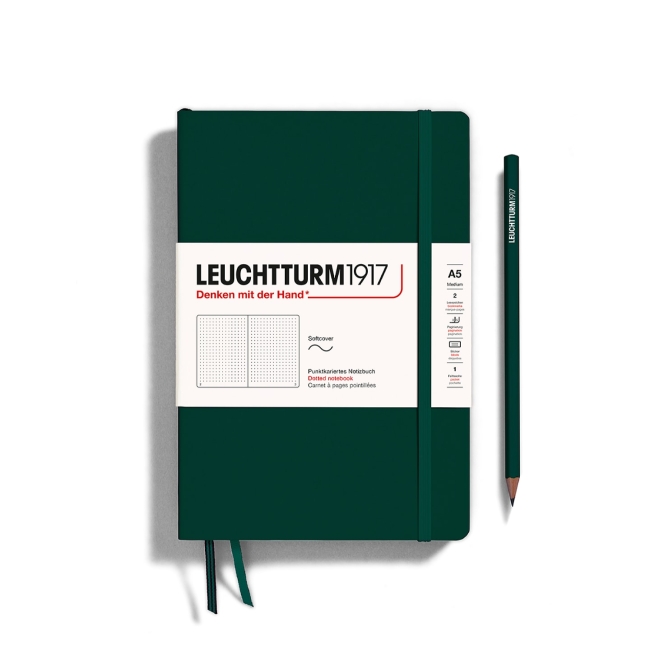 Блокнот Leuchtturm1917 Natural Colors A5 (14.5x21см) 61л в точку мягкая обложка, цвет:  Зеленый лес