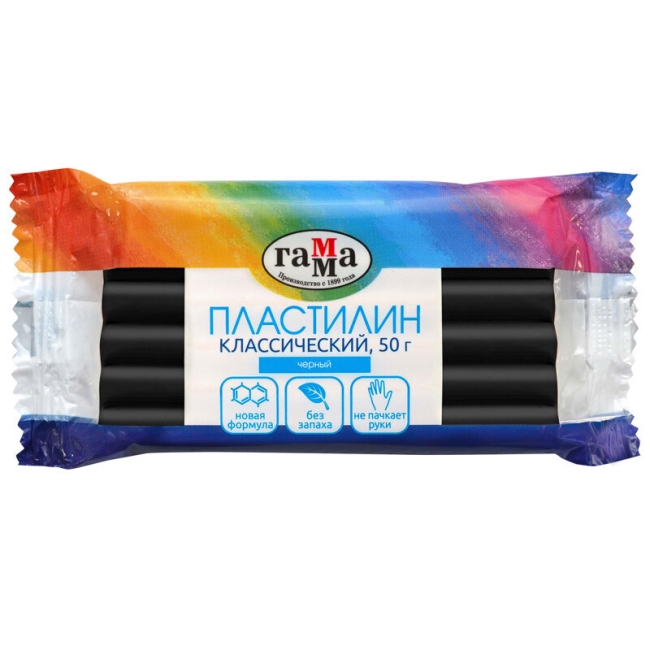 Пластилин Гамма "Классический" для лепки поштучно черный 50г купить в художественном магазине ArtCraft.Space с доставкой по всему миру